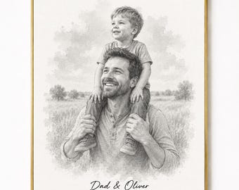 Personalized Watercolor Family Canvas for Dad, Custom Photo Portrait, Dad Gift, Grandpa Gift from Kids, Family Picture Frame, Father’s Day