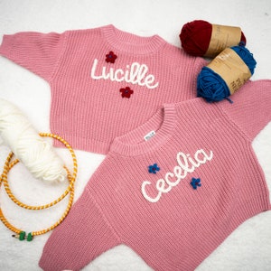Custom Name Baby Sweater,Personalized Hand Embroidered Baby Sweater,Cute Baby Girls Sweater With Name,Baby Shower Gift,Christmas Gift Baby