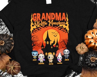 Custom Grandma Halloween Shirt, Custom Nana Mimi Gigi Shirt for Halloween, Grandma Of Little Monsters Shirt, Spooky Halloween Grandma Shirt