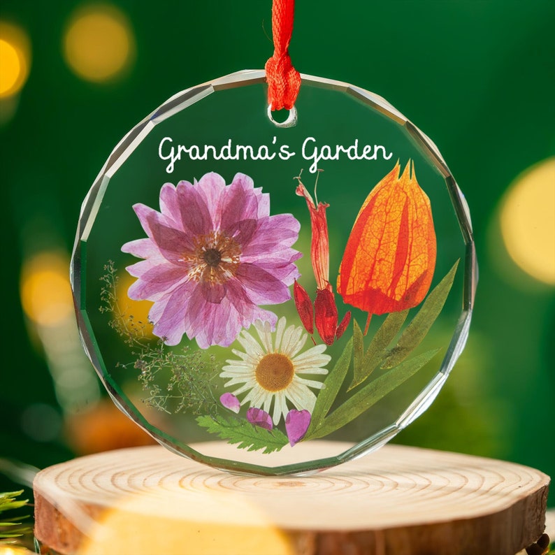 Personalized Nana's Garden Glass Ornament, New Grandmother Gifts