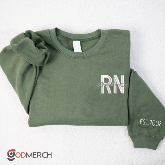 GODMERCH Custom Embroidered Nurse Sweatshirts For Women, Custom