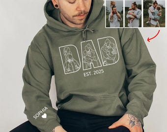 Personalized Dad Shirt Portrait From Photo, Dad Outline Photo Sweatshirt, Custom Photo Shirt For Dad, Father's Day Gift 2025, Gift for Daddy