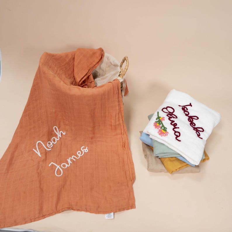 Personalized Embroidered Baby Receiving Blanket, Baby Blanket With Name