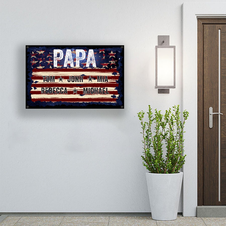 Pop Daddy Signs Personalized Metal Papa Sign Custom Name, Grandparents Gift ...