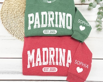 Personalized Madrina Sweatshirt Padrino Hoodie, Custom Godparent Proposal Gift Godmother Shirt,  Proposal Gift for Godparents Goddad Gift
