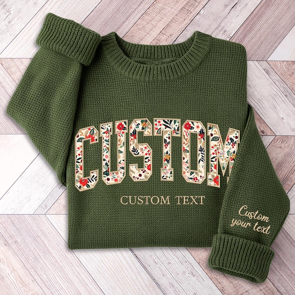 Custom Knit Crewneck Sweatshirt | Embroidered Floral Sweatshirt | Family Crewneck Sweatshirt | Gift for Mimi, Gigi, Auntie, Nurse, Teacher