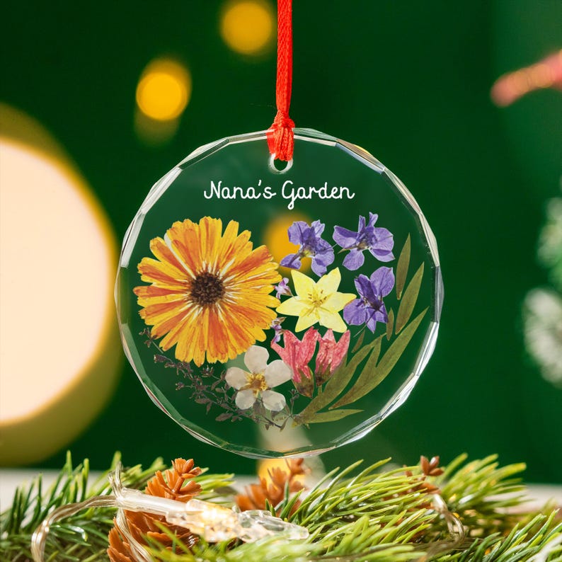 Personalized Nana's Garden Glass Ornament, New Grandmother Gifts