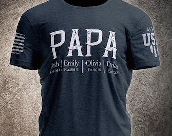 Personalized Papa Shirt with Grandkids, Custom Grandkids EST T-Shirt with Pops, Father's Day Shirt For New Grandpa, Gift For Husband, Uncle