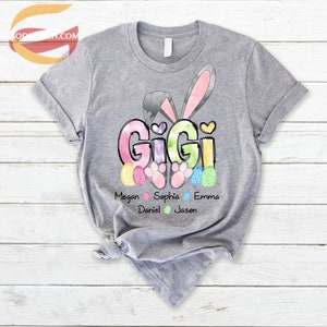 Personalized Easter Gigi Shirt, Bunny Mimi Shirt, Easter Bunny Grandma Shirt, Nana Shirt for Easter Day, Mimi Easter's Gifts, Gifts for Mom