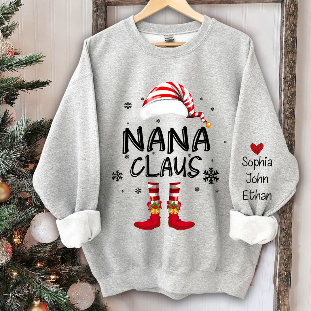 Nana Elf - Happy Christmas - Personalized Unisex Sweatshirt, T-shirt, Hoodie