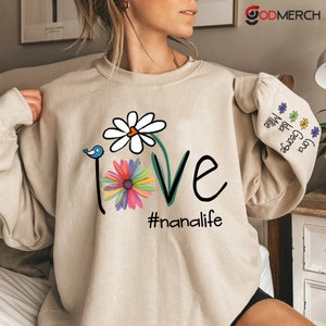 Personalized Nana Sweatshirt, Custom Nana Sweatshirt with Kids names Sweatshirt, Kids on sleeve Sweatshirt, Custom Mimi Sweatshirt with name