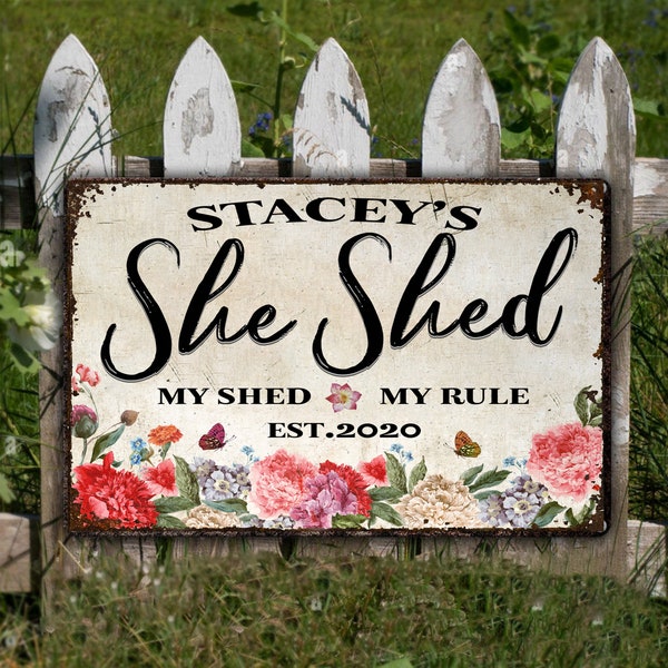 Personalized She Shed Sign For Grandma,Custom Woman's She Shed Sign, She Shed Gift,Cute Potting Shed Decor,Custom Name for Garden Metal Sign