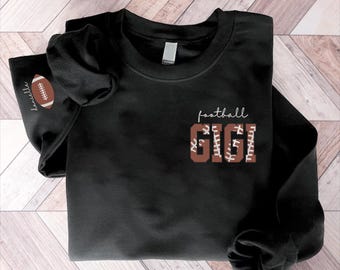 Custom Embroidered Football Gigi Sweatshirt, Personalized Football Gigi Crewneck, Football Senior Gigi Gift, Gift for Football Lover