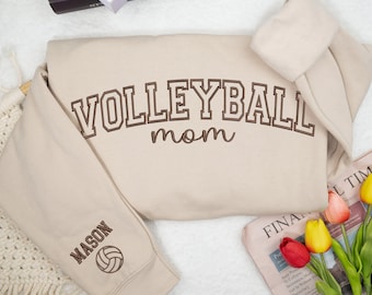 Custom Volleyball Mom Embroidered Sweatshirt, Volleyball Sweatshirt, Gift for Volleyball Mom, Volleyball Mother Shirt, Mama Sport Shirt