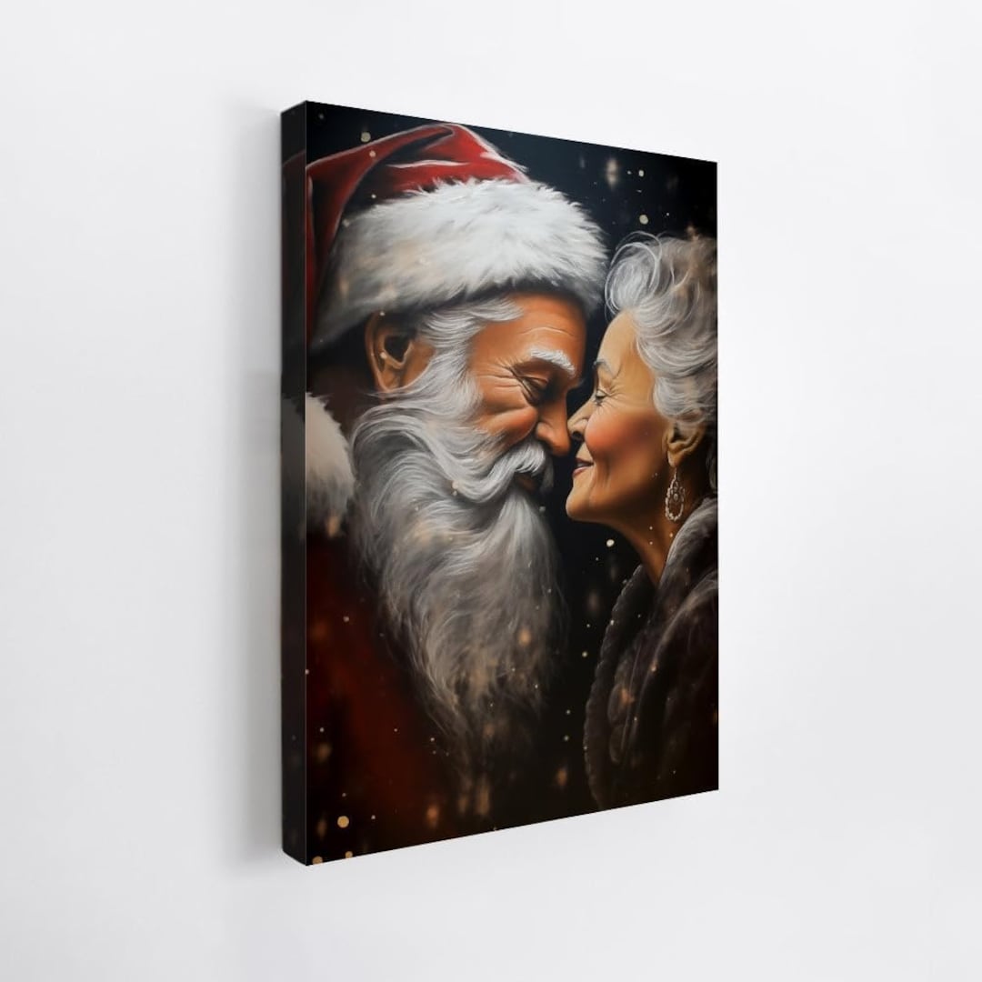 Santa Canvas, Painting of Santa Claus and Mrs Christmas Canvas Santa
