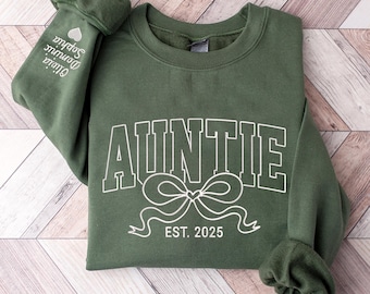 Custom Embroidered Auntie Sweatshirt, Auntie Pregnancy Announcement Gift, Auntie Sweatshirt, Gifts For Nana, New Aunt Gifts,Auntie Hoodies