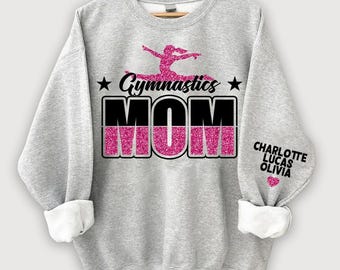 Custom Printed Gymnastics Mom Glitter Sweatshirt, Gymnastics Mom Hoodie, Gymnastics Mom, Gymnastics Gift, Gymnastics Mom Shirt for Women