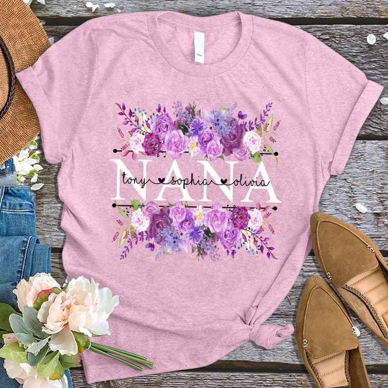 Grandma Shirt Purple Plum Flower and Grandkids T-shirt - Etsy