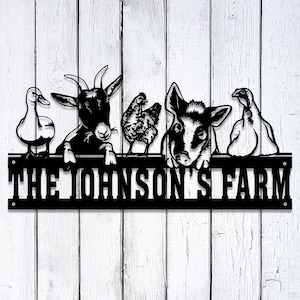 Personalized Farm Animals Sign, Custom Metal Farm Sign, Farmer Home Decor, Farm Yard Farmhouse Decor, Farmer Gift, Father&#39;s Day Gifts