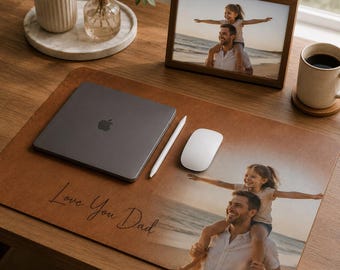 Custom Photo Desk Mat for Dad, Personalized Picture Mouse Pad, Father’s Day Gift for Daddy