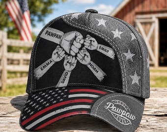 Chapeau papaye personnalisé avec noms d'enfants, casquette drapeau américain personnalisée, cadeau fête des pères pour papa et grand-père