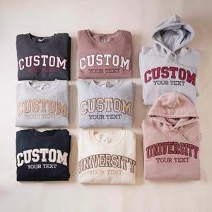 University Embroidered Varsity Crewneck, Embroidery Crewneck, Embroidered Sweatshirt, university sweaters, Custom your own
