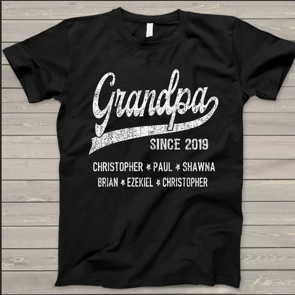 Personalized Grandpa Shirt Since Custom Year T-Shirt, Shirt for Grandpa Est Year, Shirt for Pop pop (up to 25 kids), Shirt for Papa Grandpa