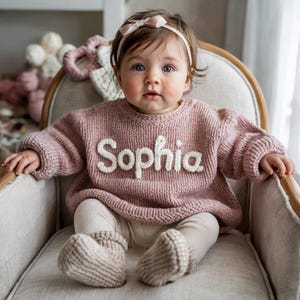 Custom Name Baby Sweater, Personalized Hand Embroidered Baby Sweaters, Baby Sweater with Name, Newborn Gift, Birthday Gift For Baby Girl Boy