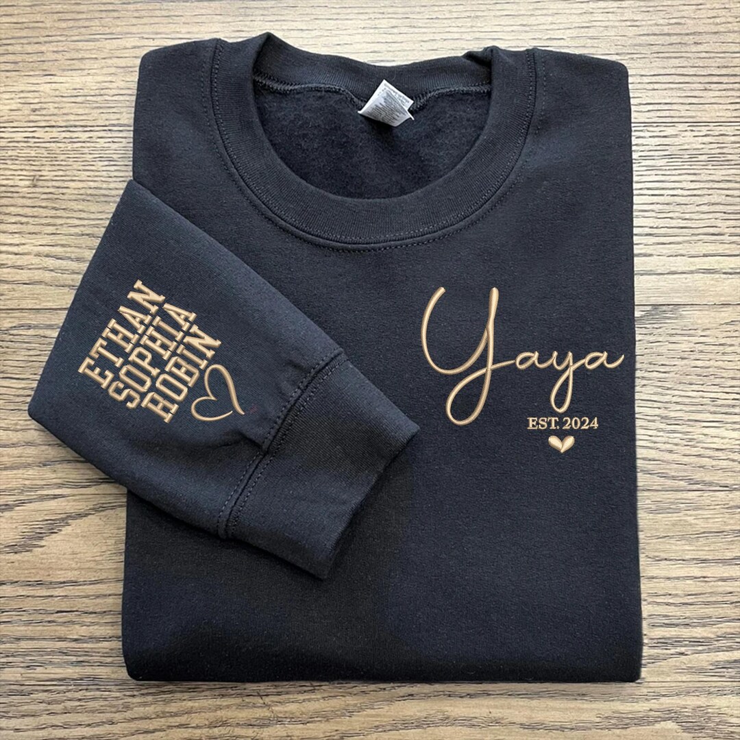 Custom Embroidered Yaya Sweatshirt, Custom Yaya Sweatshirt With ...