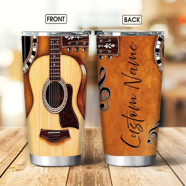 20oz Tumbler Guitar Lovers Stainless Steel Tumbler, Custom Name drinkware for Guitar Lovers