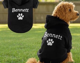 Personalized Dog Hoodie: Embroidered Pet Name, Bright Puppy Sweatshirt, Custom Dog Apparel, Gift for Dog lovers