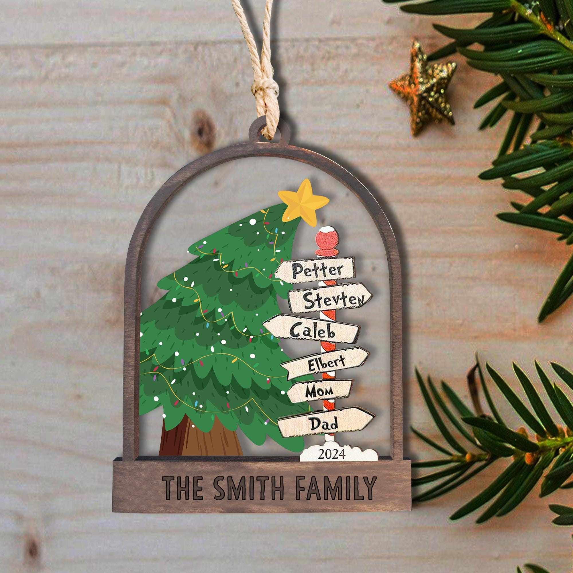 Personalized Family Christmas Ornament 2024, Christmas Ornament Gift, Custom Family Name Christmas Ornament, Christmas Tree Decoration