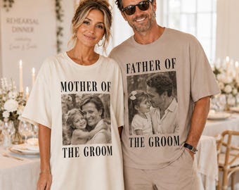 Personalized Mother Groom T-Shirt, Custom Photo Wedding Tee, Bridal Shower Outfit, Mother of the Groom Gift