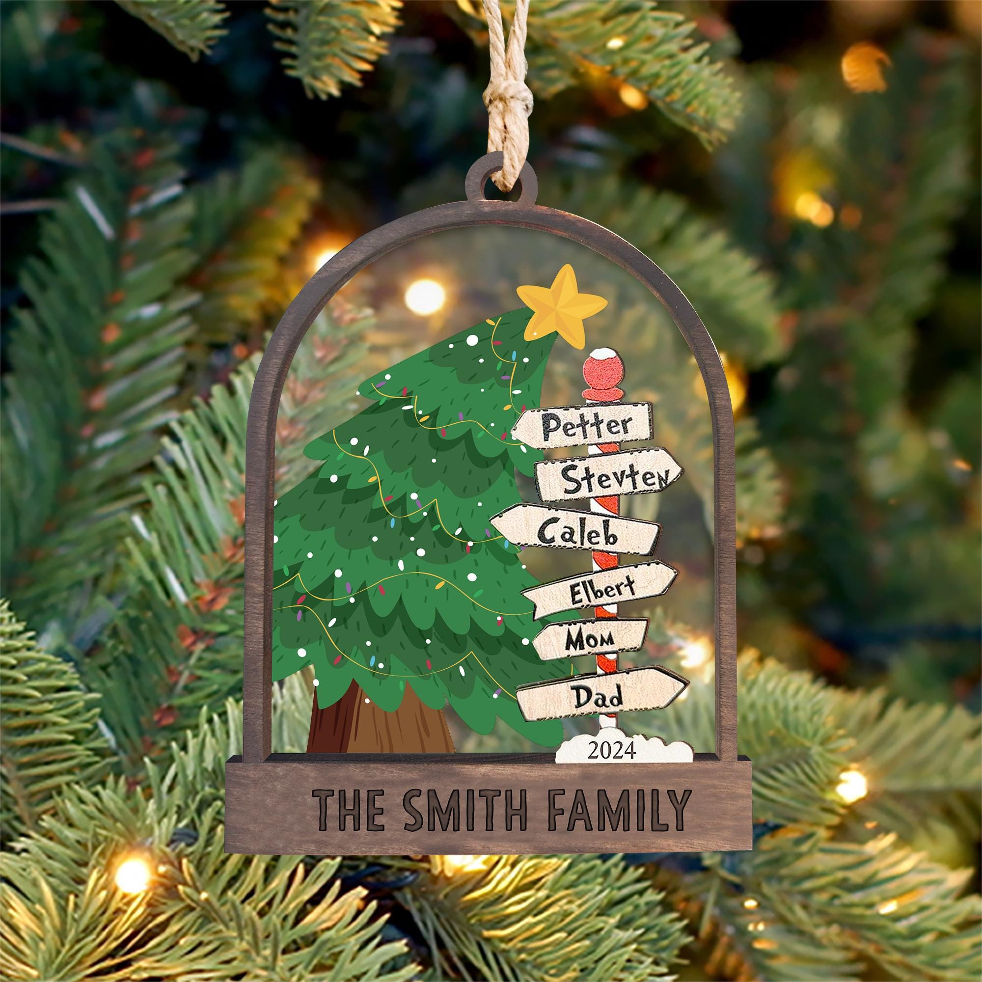 Personalized Family Christmas Ornament 2024, Christmas Ornament Gift, Custom Family Name Christmas Ornament, Christmas Tree Decoration