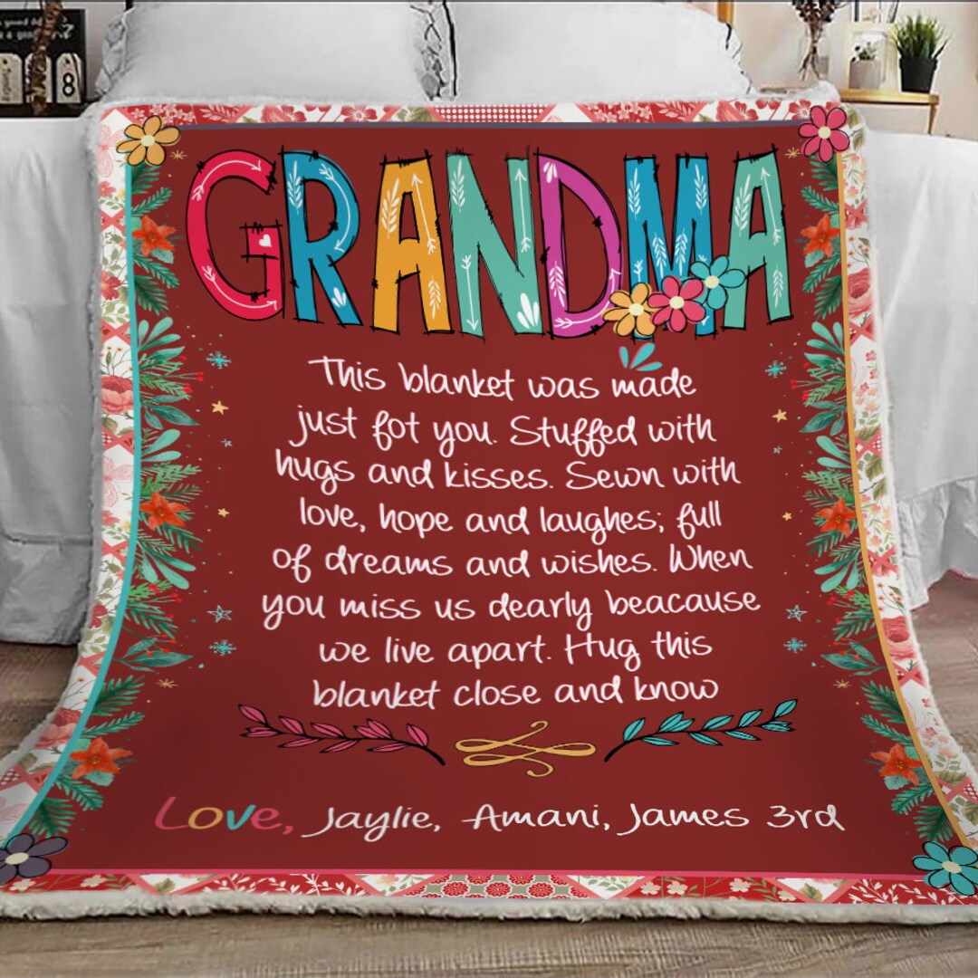Personalized Christmas Grandma Blanket Sherpa Fleece Blanket Etsy