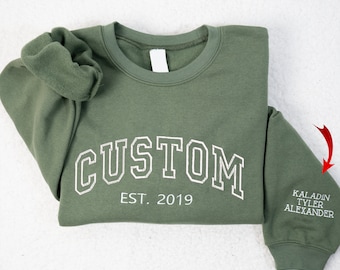 Custom Embroidered Varsity Crewneck - Embroidery Crewneck- Custom Embroidery - Personalized Sweatshirt - Embroidered Sweatshirt, mom gift