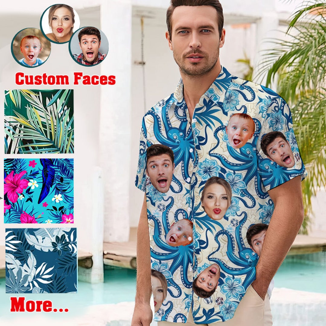 Pesonalized Hawaiian Shirt With Face, Custom Portrait Face