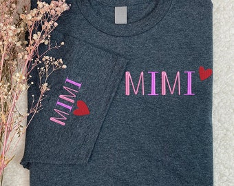 Customized Nickname Embroidered Pinkly Shirt, Custom Mimi Embroidery Shirt, Custom Mama Aunt Step Mom Shirt, Gifts for Mother's Day