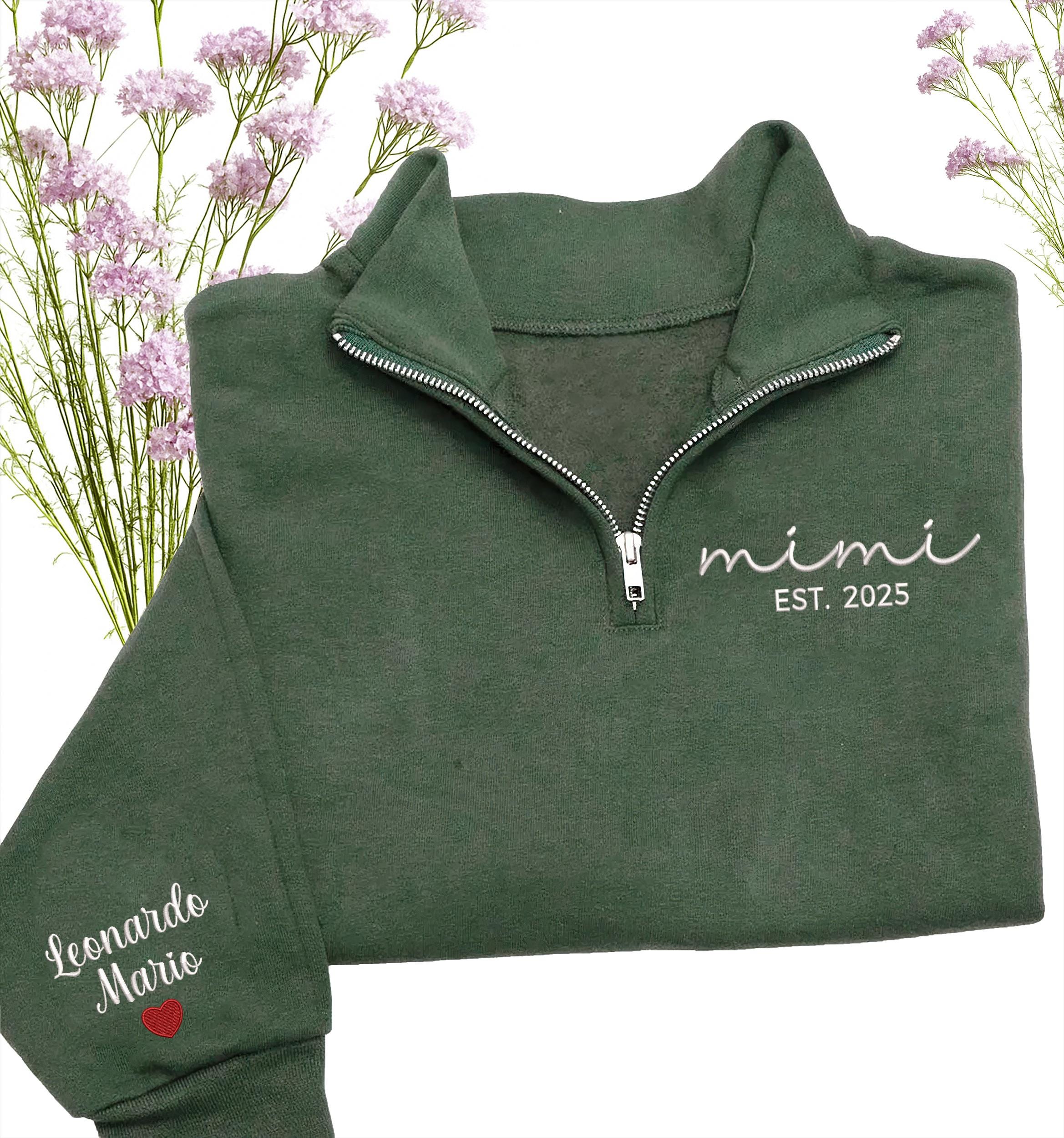 Custom Mimi Sweatshirt - Embroidered Mimi Quarter Zip Sweatshirt