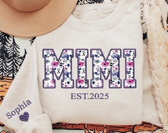 Embroidered Mimi Sweatshirt, Custom Embroidered Mimi Sweatshirt, Floral Sweatshirt, Personalized Mimi Sweatshirt, Gift for Nana,Gigi,Grandma