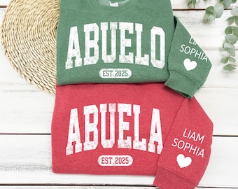 Personalized Abuela Abuelo Sweatshirt, Abuelito Abuelita EST Shirts, Grandparents Baby Reveal Spanish Gifts