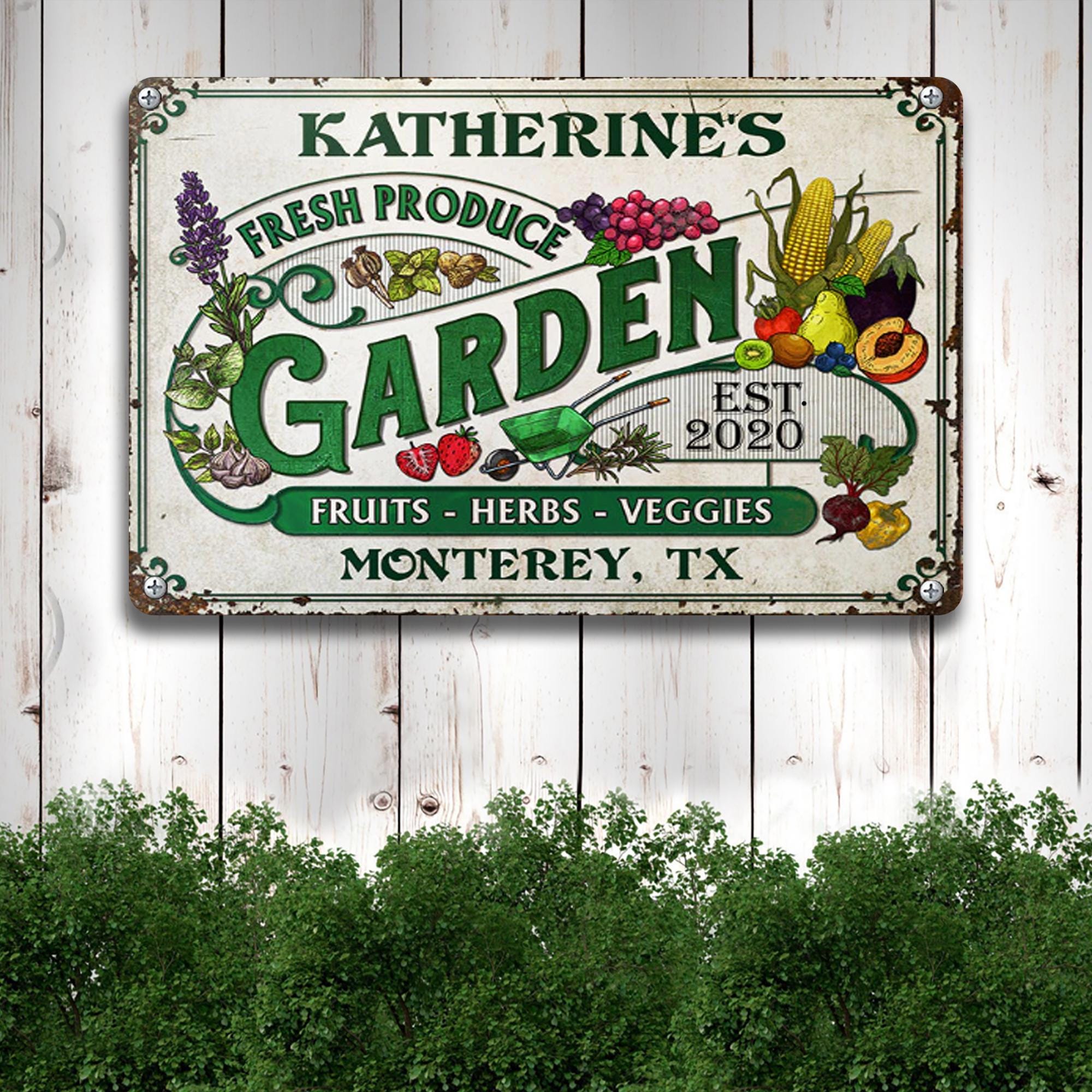 Personalized Garden Fresh Produce Plant Metal Signs for Famer ...