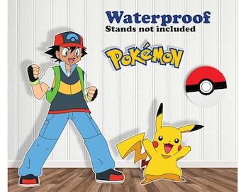 Pokemon Cutouts, Ash Ketchum, Pikachu, Pokemon Yard Signs, Pokemon Background, Pokemon Party Theme, Pokemon Event