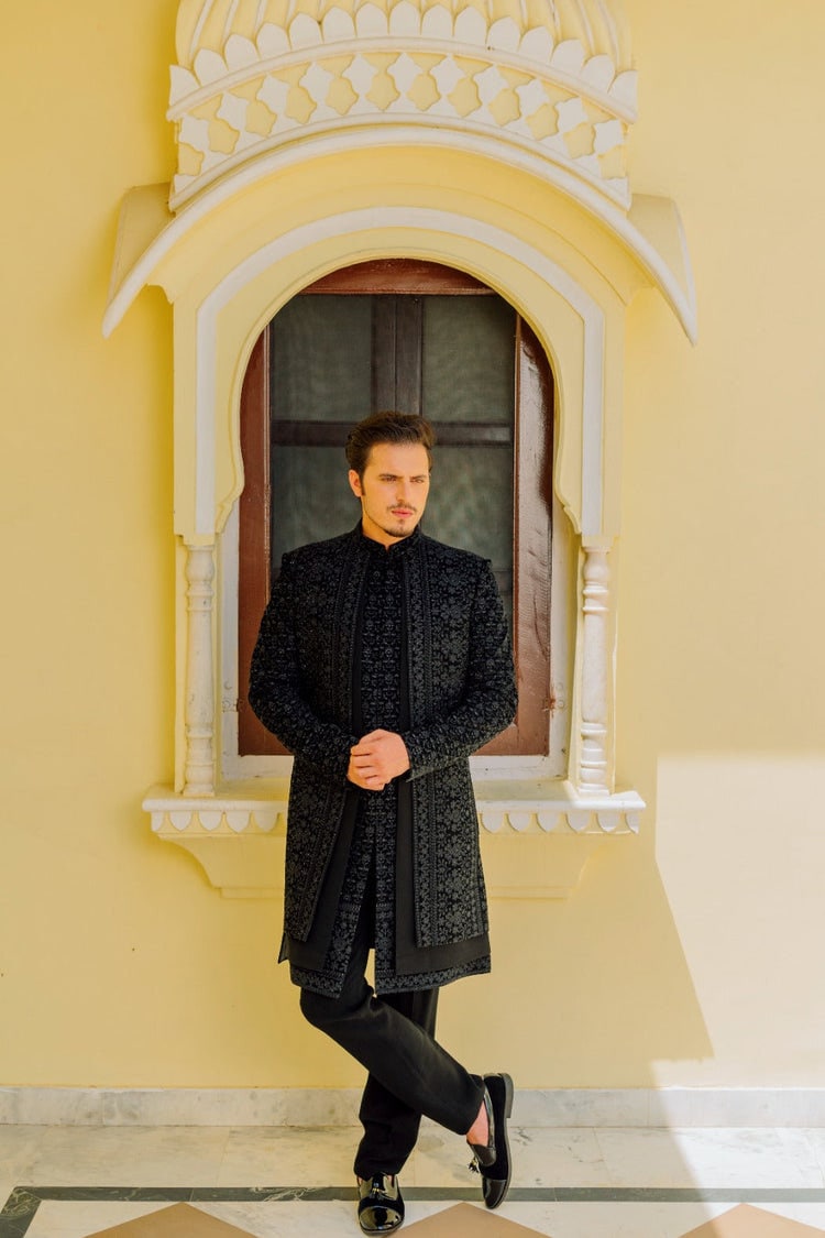 EBONY BLACK EMBROIDERED Indo Western jodhpuri Sherwani for Men Wedding Jodhpuri Indian Jacket Custom Designer Jodhpuri Suit Set Etsy UK