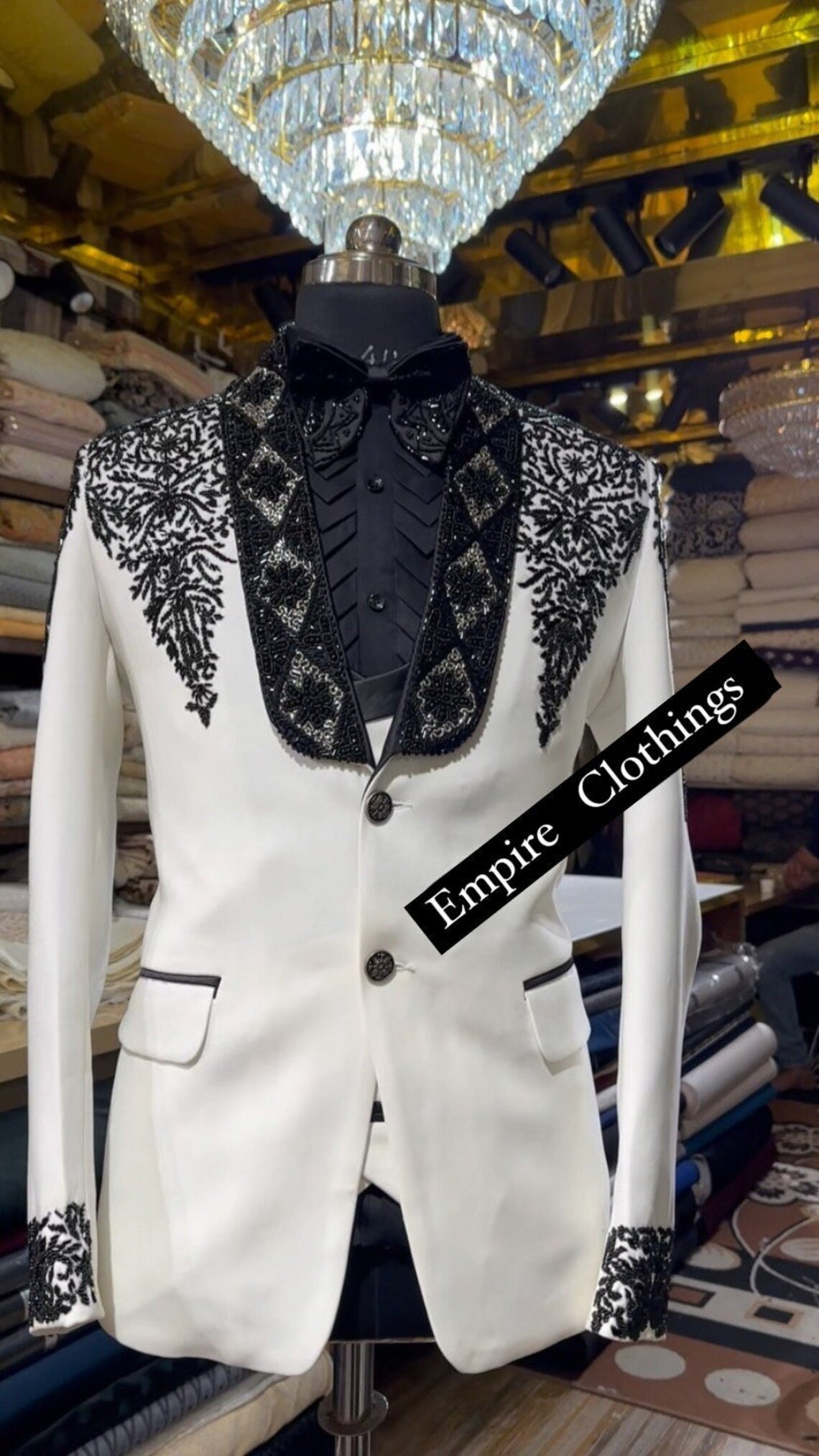 Men's Exclusive Ivory Hand Embroidered Tuxedo main image 1