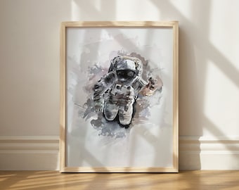 Watercolor Astronaut Print: Modern Space Art for Kids (Digital Prints)