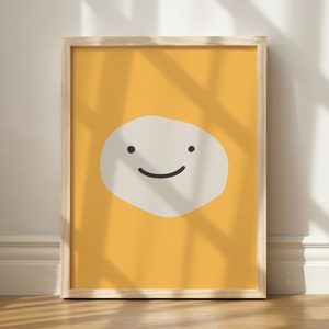Estampa de rosto sorridente da moda: decoração retrô para dormitório (download digital)