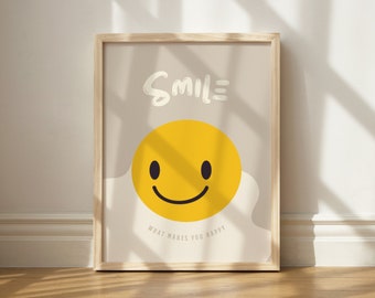 Smiley Face Print: Trendy Dorm & Bedroom Wall Art (Digital Download)