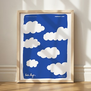 Clouds Art Print, Navy Blue Wall Art, Navy Wall Art, Trendy Wall Art, Trendy Poster, Modern Decor, Navy Blue Wall Print, Digital Print