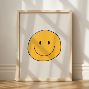 Smiley Druck, trendige Wandkunst, Smiley, Mädchen Schlafzimmer Dekor, trendige Drucke, Geschenkidee, Smiley Poster, digitaler Download